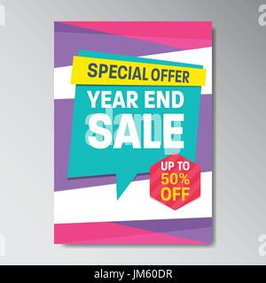 Offerta speciale Super vendita poster con lo sconto Tag colore piatto stile di Memphis Illustrazione Vettoriale