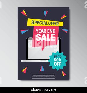 Offerta speciale Super vendita poster con lo sconto Tag colore piatto stile di Memphis Illustrazione Vettoriale