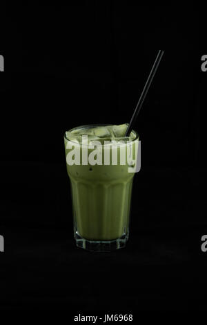 Iced macha tè verde latte Foto Stock