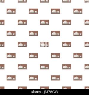 Cloche per il pasto e tazza di una bevanda calda pattern Illustrazione Vettoriale