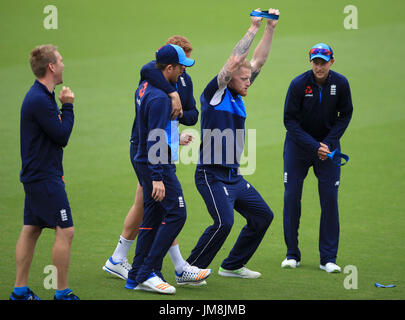 L'Inghilterra del Ben Stokes durante una sessione di reti presso la Kia ovale, Londra. Foto Stock