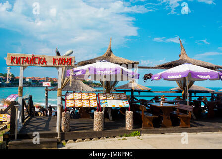 Ristorante e bar con terrazza, Central Beach, Sozopol Bulgaria Foto Stock