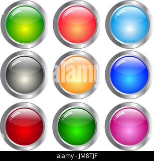 Round set di colori diversi sfondi. colorati pulsanti convessa Illustrazione Vettoriale