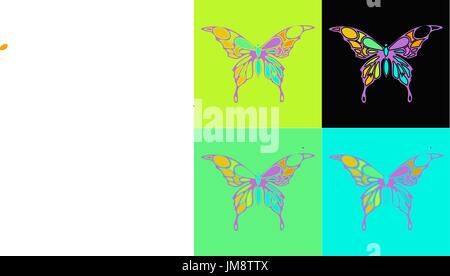 Molte diverse farfalle volare, isolati su sfondo bianco Illustrazione Vettoriale
