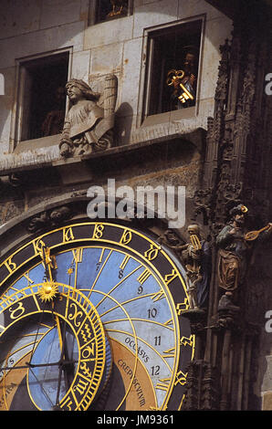 Orologio astronomico, Old Town Hall (Staroměstská radnice), Staré Město, Praga, Repubblica Ceca Foto Stock