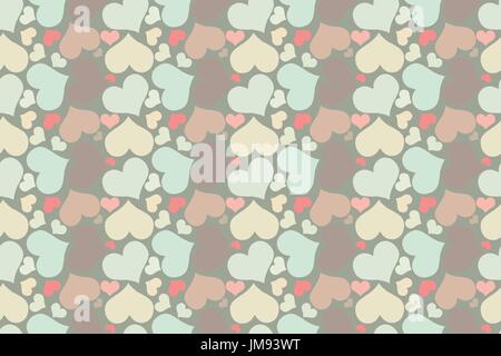 Retrò pattern senza giunture con colorati cuori. seamless pattern di cuori su uno sfondo beige Illustrazione Vettoriale