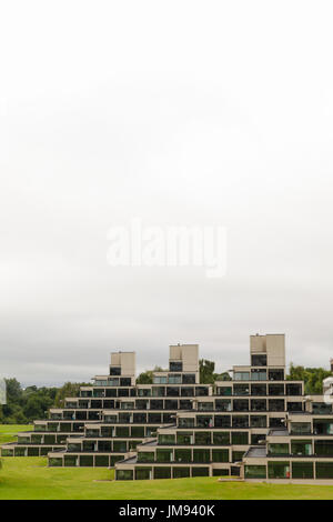 Una vista dell'alloggio blocchi noto come ziggurat sul campus della UEA, Norwich, Regno Unito Foto Stock