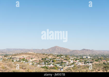 A Windhoek, Namibia - Giugno 16, 2017: una vista di una parte di Suiderhof e Olympia, sobborghi di Windhoek, la città capitale della Namibia Foto Stock