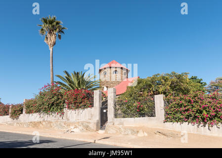 A Windhoek, Namibia - Giugno 16, 2017: Sanderburg, costruito tra il 1917 e il 1919, è il più piccolo dei tre castelli a Windhoek, la città capitale della Namibia Foto Stock