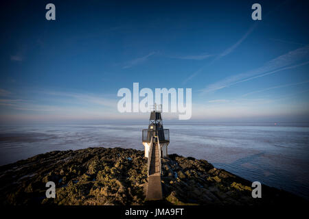 Portishead Point lighthouse noto anche come punto di batteria faro, Somerset, Regno Unito Foto Stock