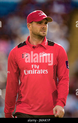 Leeds, Regno Unito. 26 Luglio, 2017. Ryan Pringle (Durham getti) durante la Natwest T20 Blast gioco tra Yorkshire Vichinghi v Durham getti di mercoledì 26 luglio 2017. Foto di Mark P Doherty. Credito: catturati Fotografia di luce limitata/Alamy Live News Foto Stock