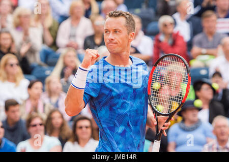 Amburgo, Germania. 27 Luglio, 2017. Philipp KOHLSCHREIBER: risultati nei di Germania giocando contro G.Simon della Francia in uomini singoli presso il Tennis ATP-Tour Open di Germania ad Amburgo, Germania, 27 luglio 2017. Foto: Daniel Bockwoldt/dpa/Alamy Live News Foto Stock