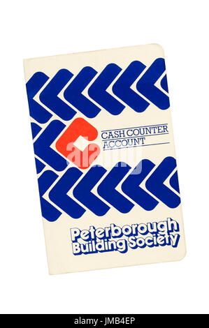 La costruzione della società libretto. Peterborough Building Society. Contatore di cassa Conto. 1986-1987. Foto Stock