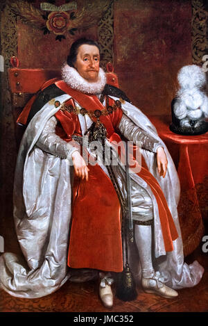 Giacomo I. Ritratto di Re Giacomo i d'Inghilterra e VI di Scozia di Daniel Mytens, 1621 Foto Stock