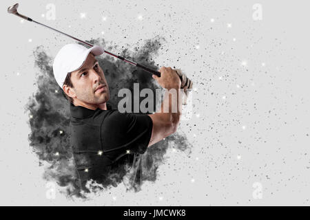 Giocatore di Golf con un nero uniforme di fuoriuscita di un getto di fumo . Foto Stock