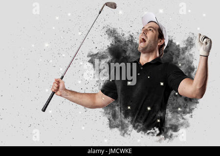 Giocatore di Golf con un nero uniforme di fuoriuscita di un getto di fumo . Foto Stock