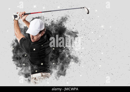 Giocatore di Golf con un nero uniforme di fuoriuscita di un getto di fumo . Foto Stock