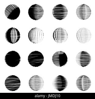 Geometriche forme rotonde figura schizzo tasto cerchio impostato Foto Stock