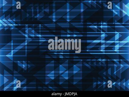 Blu astratta geometrica sfondo, tecnologia di sfondo di sovrapposizione, incandescente linea astratta sfondo, illustrazione vettoriale Illustrazione Vettoriale