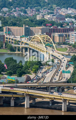Fort Duquesne Bridge, Pittsburgh Foto Stock