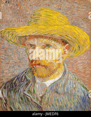 Vincent van Gogh, 'self-ritratto con un cappello di paglia" il dipinto a olio su tela da 1887. Van Gogh "Il pelapatate' è il complementare di questo ritratto. Foto Stock