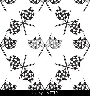 Modello senza soluzione di continuità con i tribali racing bandiera a scacchi , disegno a mano . Seamless pattern può essere utilizzato per la carta da parati, riempimenti, sfondi per pagine web, s Illustrazione Vettoriale