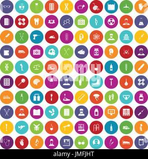100 ambulanza set di icone di colore Illustrazione Vettoriale