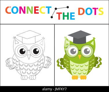 I bambini s gioco educativo per le abilità motorie. Collegare i punti dell'immagine. Per i bambini di età prescolare. Cerchio sulla linea tratteggiata e vernice. Pagina di colorazione. Illustrazione Vettoriale. Illustrazione Vettoriale