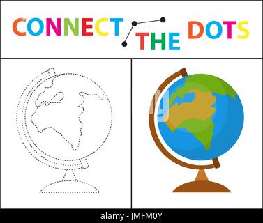 I bambini s gioco educativo per le abilità motorie. Collegare i punti dell'immagine. Per i bambini di età prescolare. Cerchio sulla linea tratteggiata e vernice. Pagina di colorazione. Illustrazione Vettoriale. Illustrazione Vettoriale