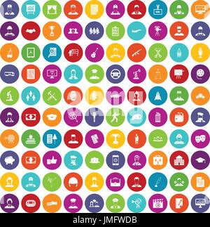 Carriera di 100 set di icone di colore Illustrazione Vettoriale