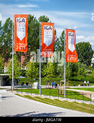 Berlino,Marzahn. Giardini del Mondo Giardino botanico,Gärten der Welt,IGA Berlin 2017 banner Foto Stock