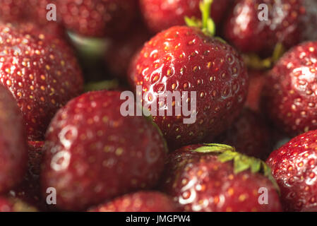 Foto di fresche e mature fragola perfetto. Macro. Foto Stock