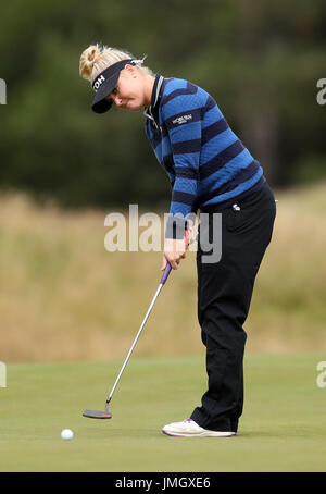 L'Inghilterra del Charley scafo sul primo verde durante il giorno uno di Aberdeen Asset Management Ladies Scottish Open a Dundonald Links, North Ayrshire. Foto Stock