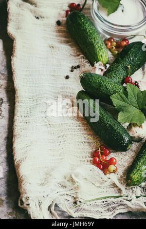 Cetrioli freschi preparati per il decapaggio Foto Stock