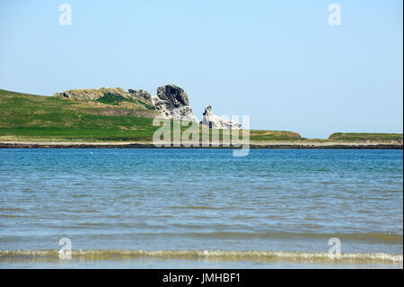 L'isola di Irlanda's Eye dal molo a Howth, Dublino, Irlanda Foto Stock