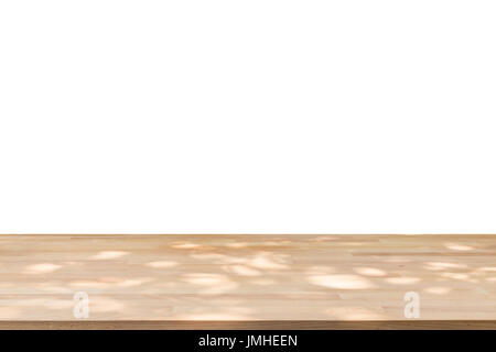 Vuoto contatore di legno su sfondo bianco Foto Stock