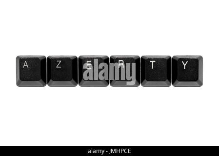 Tastiera AZERTY tasti su sfondo bianco Foto Stock