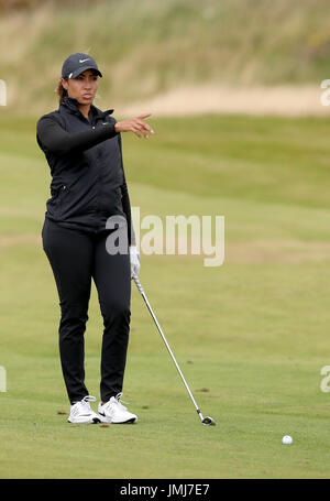 USA's Cheyenne Woods sulla 10 buche durante il giorno uno dell'Aberdeen Asset Management Ladies Scottish Open a Dundonald Links, North Ayrshire. PREMERE ASSOCIAZIONE foto. Data immagine: Giovedì 27 luglio 2017. Il credito fotografico dovrebbe essere: Jane Barlow/PA Wire. Foto Stock