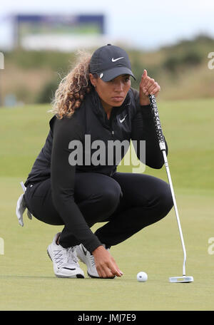 Stati Uniti d'America's Cheyenne boschi sul nono verde durante il giorno uno di Aberdeen Asset Management Ladies Scottish Open a Dundonald Links, North Ayrshire. Stampa foto di associazione. Picture Data: giovedì 27 luglio, 2017. Foto di credito dovrebbe leggere: Jane Barlow/filo PA. Restrizioni: solo uso editoriale. Uso non commerciale. Foto Stock