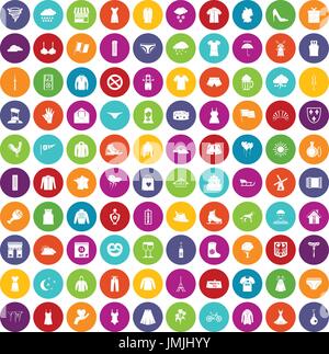 100 abbigliamento set di icone di colore Illustrazione Vettoriale