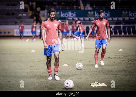 SAN JOSE, COSTA RICA. Giugno 13, 2017 - Celso Borges e Bryan Ruiz in fase di riscaldamento precedente al gioco. La Costa Rica ha vinto 2-1 oltre a Trinidad e Tobago, come Ma Foto Stock