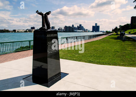 La scultura; Parco Windsor Ontario Canada. Scultura da Jack Byng Foto Stock