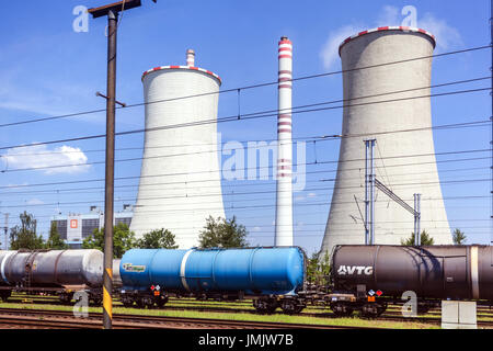 Centrali elettriche a carbone, Detmarovice, la Moravia del Nord, Repubblica Ceca Foto Stock