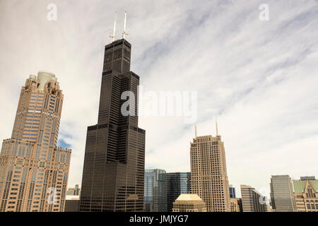 La skyline di Chicago con la Sears Tower (ne Willis Tower) Foto Stock