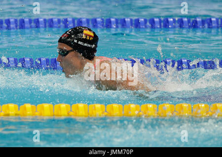 Budapest, Ungheria. 27 Luglio, 2017. Xvii Campionati del Mondo di nuoto FINA 2017 spagnolo Mireia Belmonte Campione del Mondo della 200 m butterfly a Duna Arena di Budapest, Credito: Laurent Lairys/Agence Locevaphotos/Alamy Live News Foto Stock