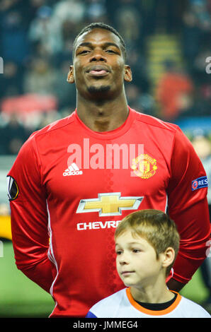 ODESSA, Ucraina - Dicembre 08, 2016: Paul Pogba durante la UEFA Europa League match tra Zarya Lugansk vs manchester united (Manchester, Regno Unito), l'Ucraina Foto Stock