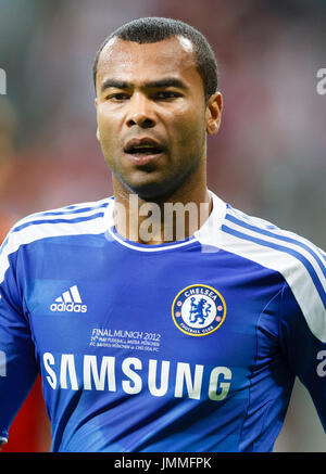 Monaco di Baviera, 19 maggio - Ashley Cole del Chelsea durante FC Bayern Munich vs Chelsea FC finale di UEFA Champions League gioco all'Allianz Arena il 19 maggio 2012 a Monaco di Baviera, Germania. Foto Stock