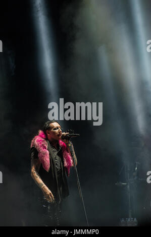 Rock'n'Roll cantante Marilyn Manson, in concerto a Roma Capannelle Arena, Roma, Italia Foto Stock