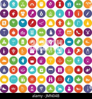 100 La tradizione di famiglia icone Imposta colore Illustrazione Vettoriale