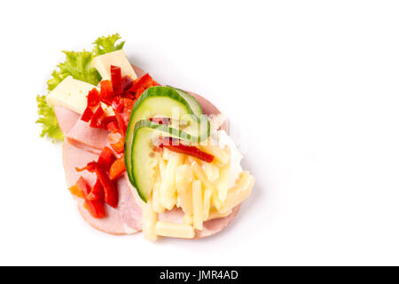 Specialità danesi e piatti nazionali e di alta qualità di sandwich aperto, isolato su sfondo bianco Foto Stock